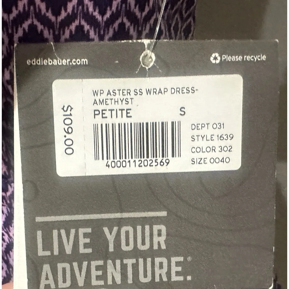 Eddie Bauer Aster Wrap Dress Amethyst Women's Petite Small Hiking Travel‎ NWT - Picture 6 of 10